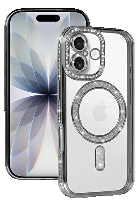 Buti̇k Apple İphone 17 Joke Si̇mli̇ Magneti̇csafe Kılıf - Gümüş-(5796)