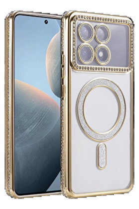 Buti̇k Xi̇aomi̇ Poco X6 Pro Joke Si̇mli̇ Magneti̇csafe Kılıf - Gold-(5796)