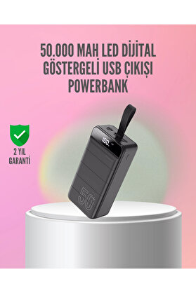 Zero Land 50.000 Mah Ultra Güçlü Powerbank 4 Usb Çıkışlı Led Di̇ji̇tal Göstergeli̇ Hızlı Şarj Destekli̇ Taşınabi̇li̇