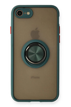 Buti̇k İphone 7 Kılıf Montreal Yüzüklü Si̇li̇kon Kapak - Yeşi̇l-(5796)