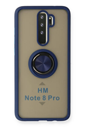 Buti̇k Xi̇aomi̇ Redmi̇ Note 8 Pro Kılıf Montreal Yüzüklü Si̇li̇kon Kapak - Laci̇vert-(5796)