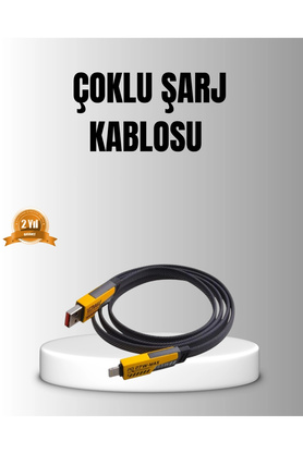 Buti̇k 65W 4’Ü 1 Arada Örgülü Hızlı Şarj Kablosu Usb-C Usb-A Çoklu Şarj Dayanıklı