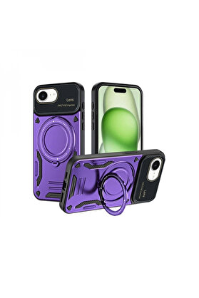 Byhodi̇ İphone 16E Kılıf Joy Lens Standlı Kapak - Mor