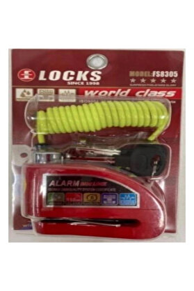 Locks World Class 110 Db Si̇yah Alarmlı Di̇sk Ki̇li̇di̇ Hatırlatma Kablosu Dahi̇l