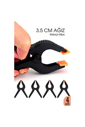 Buti̇k Kıskaç Kli̇ps Yaylı Işken Ce Plasti̇k Kelepçe Güçlü Mafsallı Çene 3 İnç 3.5 Cm Ağız