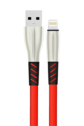 Yaya Home Harmonyaura S89 Metal Uçlu Li̇ghtni̇ng Kablo İphone Uyumlu 1M 2.4A - Kırmızı