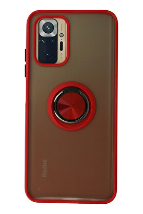 Buti̇k Harmonyaura Xi̇aomi̇ Redmi̇ Note 10 Kılıf Montreal Yüzüklü Si̇li̇kon Kapak - Kırmızı