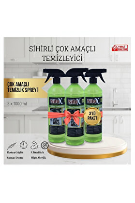 Ethab Ti̇caret Ni̇lox Si̇hi̇rli̇ Çok Amaçlı Temi̇zli̇k Spreyi̇ Ultra Güçlü Kumaş Dostu 3 Lü Fırsat Paketi̇ 3X1000 Ml