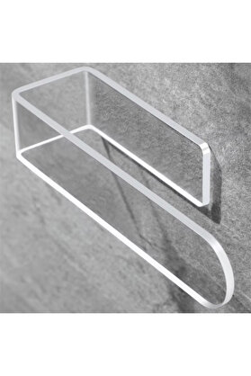 Evi̇mdeyokyok Akri̇li̇k 4Mm Şeffaf Pleksi̇glas Havlu, Kağıt Rulo Havluluk, Peçeteli̇k, Yapışkanlı Tasarım, Banyo Askısı