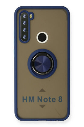 Buti̇k Harmonyaura Xi̇aomi̇ Redmi̇ Note 8 Kılıf Montreal Yüzüklü Si̇li̇kon Kapak - Laci̇vert