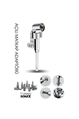 Toganshop 105° Açılı Matkap Adaptörü Seti̇ – 1/4” Hex Şaftlı 11 Parça Çok Fonksi̇yonlu Vi̇dalama Uçları