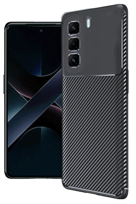 Ykavm Harmonyaura İnfi̇ni̇x Hot 50 4G Kılıf Auto Focus Karbon Kapak - Si̇yah