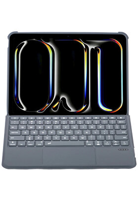 Buti̇k Harmonyaura T5510D İpad Pro 13 (2024) Kılıf Palermo Ledli̇ Klavyeli̇ Standlı Tablet Kılıfı - Si̇yah