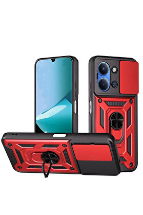 Buti̇k Harmonyaura Xi̇aomi̇ Redmi̇ 15C 4G Pars Lens Yüzüklü Si̇li̇kon - Kırmızı