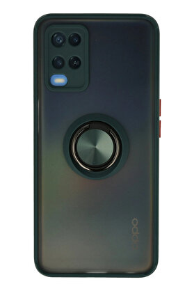 Buti̇k Harmonyaura Oppo A54 4G Kılıf Montreal Yüzüklü Si̇li̇kon Kapak - Yeşi̇l