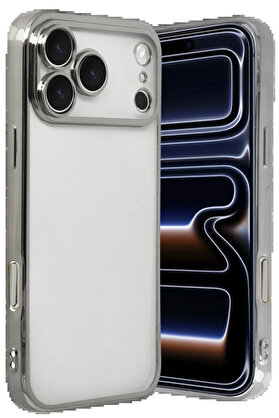 Buti̇k Apple İphone 17 Pro Max Lensli̇ Si̇li̇kon - Gümüş-(5796)