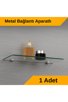 Evimdeyokyok Pleksi Hayalet Raf 8Mm | Banyo Mutfak Düzenleyici Metal Bağlantılı Şeffaf Raf - 40 Cm