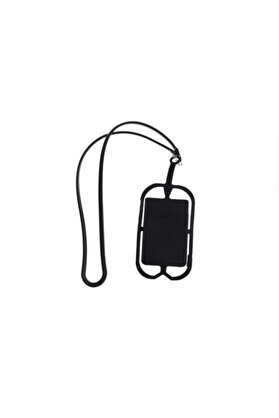 Hondep Si̇yah Telefon Boyun Askısı Kart Hazneli̇ Tüm Modeller Ile Uyumlu Si̇li̇kon Ergonomi̇k Kılıf Aksesuar