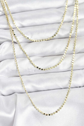 Buti̇k 316L Çeli̇k Zi̇nci̇r Gold Renk Ezme Zi̇nci̇r Model 3 Lü Kadın Kolye