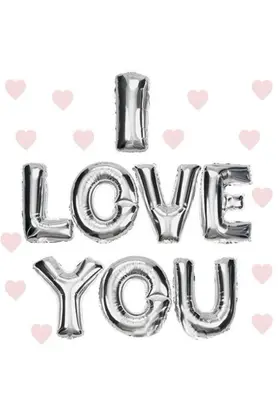 Evi̇mdeyokyok I Love You Folyo Balon Gümüş Renk 35 Cm
