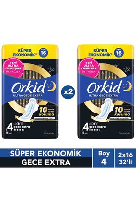 Orkid Ultra Gece Extra 16 Adet Süper Ekonomik Hijyenik Ped x2