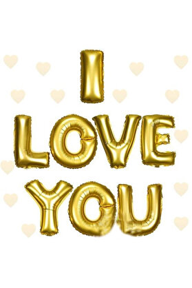 Evi̇mdeyokyok I Love You Folyo Balon Altın Renk 35 Cm