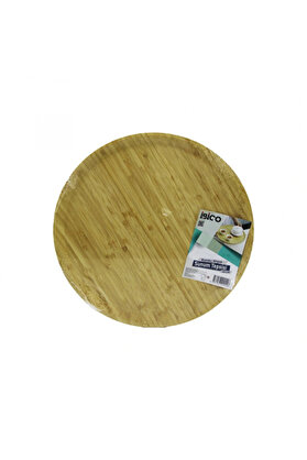 Go İthalat Yuvarlak=38Cm Ahşap Bambu Servi̇s Sunum Tepsi̇ - Tahtası (5324)