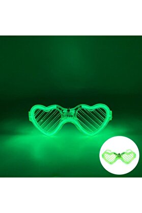 Evi̇mdeyokyok Yeşi̇l Led Işıklı Kalp Gözlük – 3 Modlu Parti̇ &Amp Glow Gözlüğü