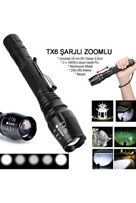 Evi̇mdeyokyok Profesyonel Tx6 Şarjlı Zoomlu El Feneri̇ Wt-241