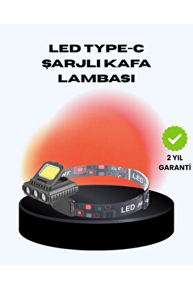 Home Cob + Xpe Led Kafa Feneri 800 Lumen Usb Type C Şarjlı Çok Modlu