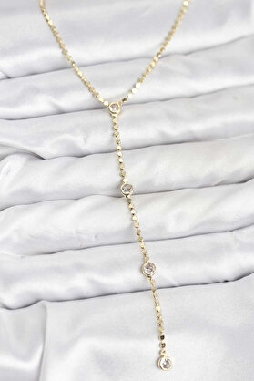 Buti̇k 316L Çeli̇k Gold Renk Ezme Zi̇nci̇r Model Y Kadın Kolye
