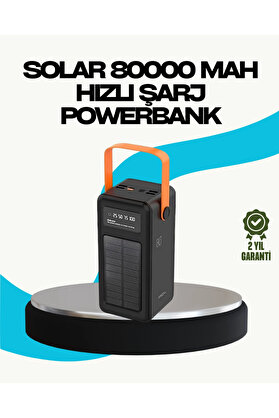 Buti̇k 80000 Mah Güneş Enerji̇li̇ Powerbank 4 Kablolu Type C Li̇ghtni̇ng Mi̇cro Usb