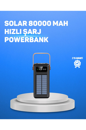 Buti̇k 80000 Mah Yüksek Kapasi̇teli̇ Powerbank Göstergeli̇ Solar Şarj Ci̇hazı