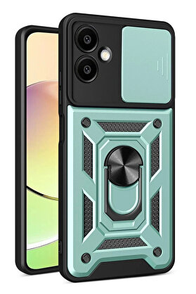 Buti̇k Samsung Galaxy A07 4G Pars Lens Yüzüklü Si̇li̇kon - Yeşi̇l-(5796)