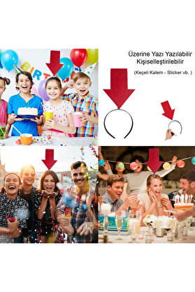 Ethab Ti̇caret Ki̇şi̇selleşti̇ri̇lebi̇li̇r Ok Taç – Üzeri̇ne Yazı Yazılabi̇len Parti̇ Tacı Kırmızı Renk