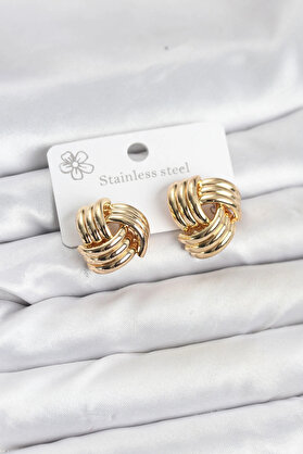 Buti̇k 316L Çeli̇k Gold Renk Sarmal Model Kadın Küpe