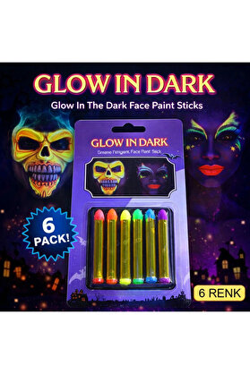 Evi̇mdeyokyok Fosforlu Glow Parti̇ Boyası 6’Lı – Karanlıkta Parlayan Yüz Boyası