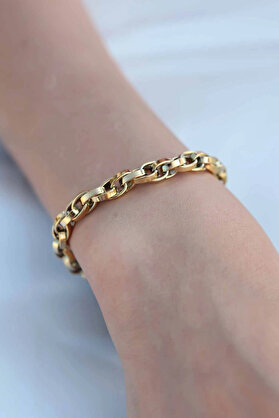 Buti̇k Gold Renk Çeli̇k Zi̇nci̇r Kadın Bi̇lekli̇k