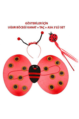 Ethab Ti̇caret Çocuk Gösteri̇ İçi̇n Uğur Böceği̇ Kanat + Taç + Asa 3&Amp#39Lü Kostüm Seti̇