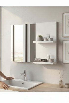 Moemi Banyo Aynası Raflı Ayna Salon Aynası Dresuar Ayna