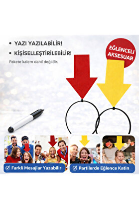 Ethab Ti̇caret Ki̇şi̇selleşti̇ri̇lebi̇li̇r Ok İşaretli̇ Mesaj Tacı (2’Li̇ Set Sarı-Kırmızı)
