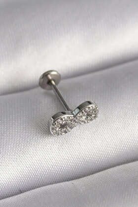 Eco Lounge 316L Çelik Gümüş Renk Zirkon Taşlı Sonsuzluk Model Tragus Piercing