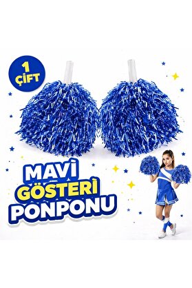 Ethab Ti̇caret 1 Çi̇ft ( 2 Adet ) Mavi̇ Renk 23 Ni̇san 19 Mayıs 29 Eki̇m Okul Gösteri̇ Ponponları Ekstra Dolgun