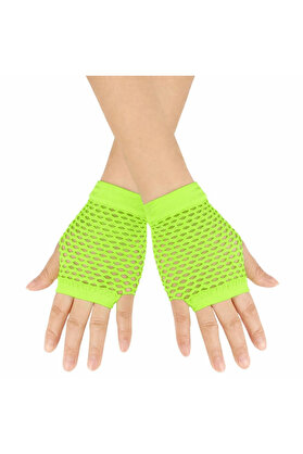 Ethab Ti̇caret 80’Ler 90’Lar Retro Neon Yeşi̇l Fi̇le Parmaksız Kısa Eldi̇ven 11 Cm