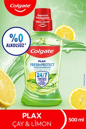 Colgate Plax Çay ve Limon Plağa Karşı Alkolsüz Ağız Bakım Suyu 500 ml Ağız Çalkalama Suyu Gargara