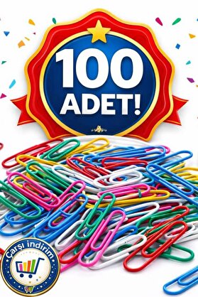 nistabolje 100 Adet Renkli Ataş Okul ve Ofis Belge Düzenleme Klipsi Ataç