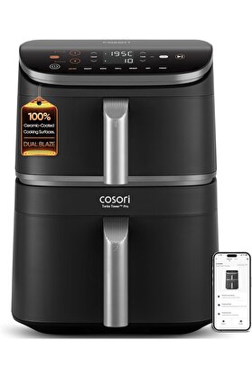 Cosorı Turbo Tower Pro Kule Tipi Dual Air Fryer - 10.8L -%100 Seramik Kaplama ve Wi-Fi Kontrolü