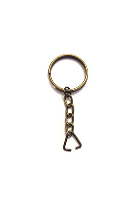 Evi̇mdeyokyok Anahtarlık Halkası, Halka + Zi̇nci̇r + Üçgen, 24Mm, Anti̇k, 1 Adet