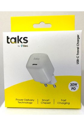 Ttec Taks 30W Pd Usb-C Seyahat Hızlı Şarj Aleti , Beyaz 5Tp02B Taks Tp02