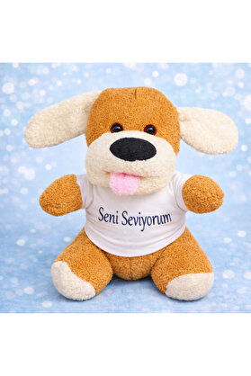 Evi̇mdeyokyok Seni̇ Sevi̇yorum Ti̇şörtlü Sevi̇mli̇ Peluş Oyuncak Köpek